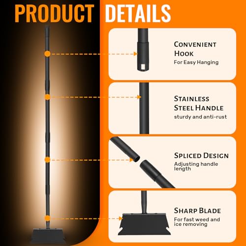 Garden Flat Shovel Scraper, Multifunctional Garden Cleaning Shovel with 59 Inch Long Handle, Heavy Duty Outdoor Floor Scraper for Weed Cleaning,Trenching,Edging and Removing Snow,Ice,Weeds,Dirty,Moss - style: Black Shovel