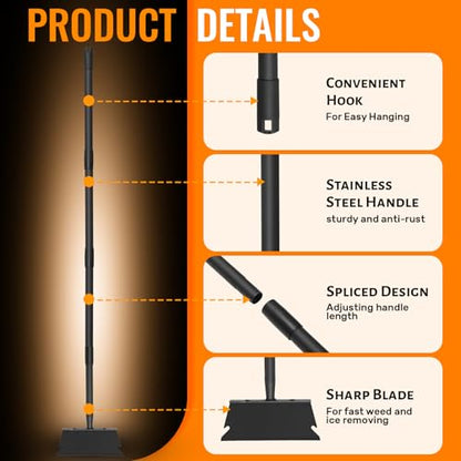 Garden Flat Shovel Scraper, Multifunctional Garden Cleaning Shovel with 59 Inch Long Handle, Heavy Duty Outdoor Floor Scraper for Weed Cleaning,Trenching,Edging and Removing Snow,Ice,Weeds,Dirty,Moss - style: Black Shovel
