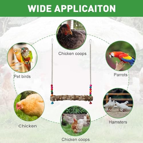 Chicken Swing Toy – Wooden Claw Perch Bridge, Hanging Exercise Ladder, Bell Accessory | Interactive Poultry Play Set, Enrichment Activity Equipment for Coop Cage Use - size: B
