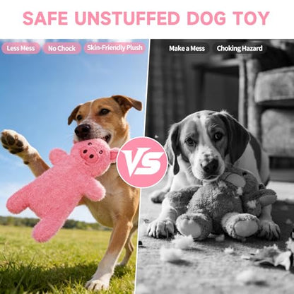 Mihachi No Stuffing Crinkle Dog Toys,2-in-1 Holds Water Bottles-Cruncher with Puncture Resistant Squeaker, Dog Squeak Toys Plush Dogs Chew Toy for Small Medium Large Breed Chewer, Pig - color: Pig