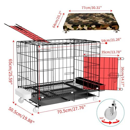 STILLCOVE Small Chicken Cage Outside: Wire Small Animal Cage with Wheels & Waterproof Cover for Guinea Pig Rabbit Bunny Ferret Hamster Dog Cat Duck Bird