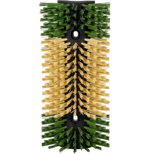 Premier 1 Scratch Brushes for Cattle, Sheep, Goats, Horses & Other Livestock | Durable 2" Stiff Bristles Built to Last | Easily Mounts with Hardware Included (Green/Tan - Large) - style: Green/Tan - Large