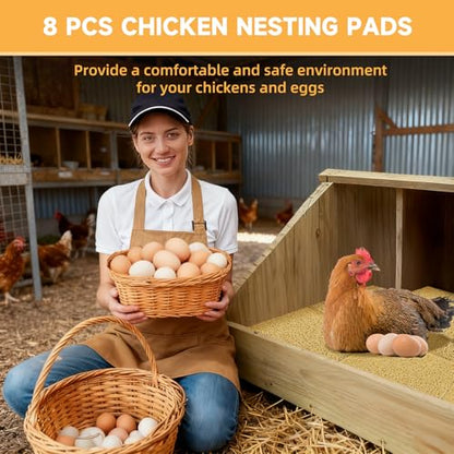 DRQ 8 Pcs Nesting Pads for Chicken Coop - Washable Chicken Nesting Pads, Reusable Chicken Coop Accessories for Hen Laying Mats 12"×12" (Brown) - color: Brown