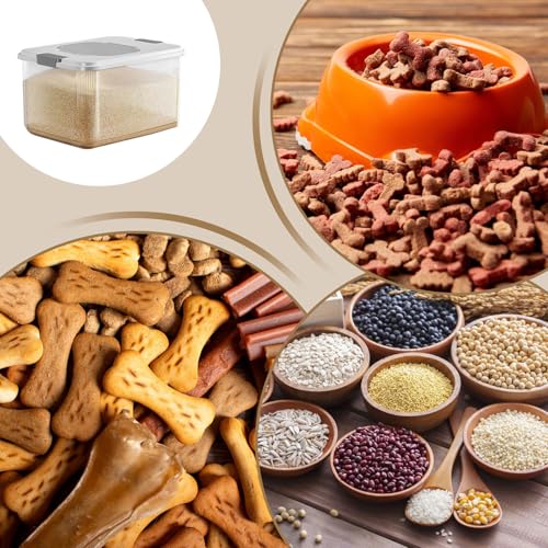 Airtight Dog Food Container – Stackable Pet Treat and Food Storage Bin with Lid, Heavy Duty Durable Bucket, Farmhouse Design | Ideal for Kitchen Pantry, Outdoor Feeding, and Pet Foods Preservation - color: Transparents