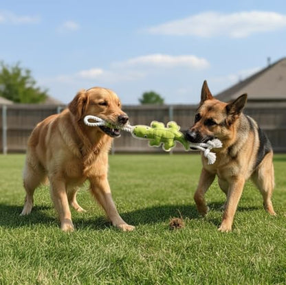 Fuzzl Eco Leather Crocodile Toy Natural and Tough Dog Toys - Long Lasting Chew Toys for Aggressive Chewers - Strong Dog Toy for Dogs and Puppy - style: Crocodile
