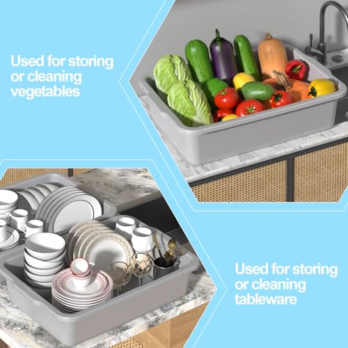 32 L Gray Commercial Bus Tub, 4 Pack Utility Bus Tote Box