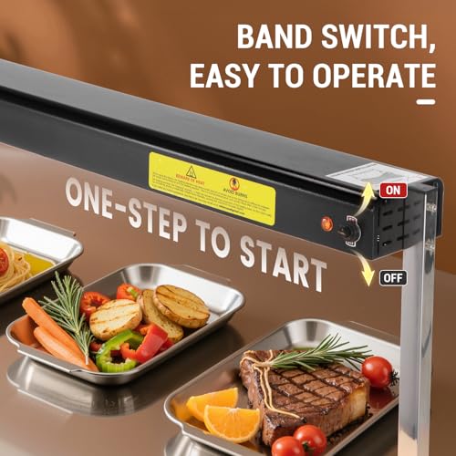 36-Inch Food Heat Lamp, 1000W Commercial Food Warmer Lamp Electric Strip Heater Overhead Stainless Steel Heat Lamps for Buffet Restaurant Parties Catering, Black 115V - color: Black, size: 36 Inch