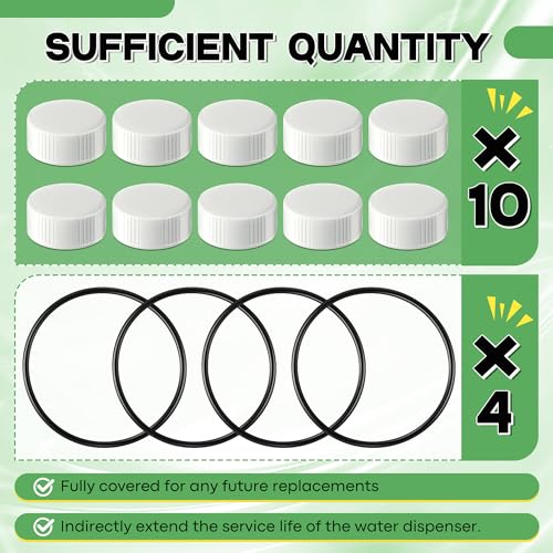 Poultry Fountain Renewal Waterer Parts, 10 Replacement Caps & 4 O Rings, Compatible with Miller PPF3/PPF5/PPF7 & Compatible with Farm-Tuff 3/5/7 Gallon Poultry Founts(White) - color: White