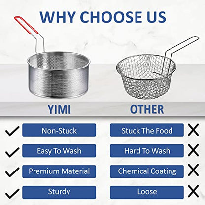 Deep Fryer Basket Only, 7''x4'' Colander with Silicone Handle,Round Stainless Steel Fry Baskets, Heat Resistant for Frying French Fries Cooking Noodles Vegetables, Ideal for Gift, 2.3-Quart - size: 7'' Deep Fry Basket