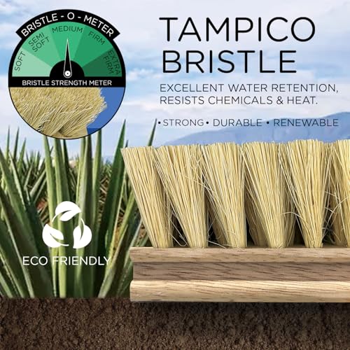 LOLA Deck Scrub Brush, 9" x 3.5" Head w/Tampico Bristles for Outdoor Cleaning, Removes Dirt & Grime from Patios, Decks, Grout, 1 Count - size: 1 Count, style: Tampico Deck Broom -Steel Handle