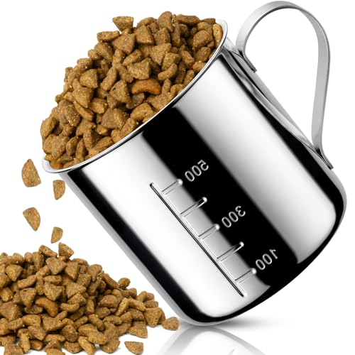 Dog Food Scoop 2 Cup,304 Stainless Steel Measuring Cups with Handle Pet Food Scoop Cup Measuring Scoop for Dogs, Cats, Birds & Rabbits – Ideal for Dry Food & Treats (2 Cup) - size: 2 cup