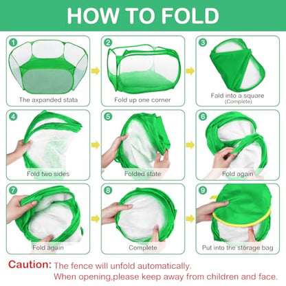 VitalCozy Hamster Playpen with Mat Small Animal Cage Tent Breathable Transparent Guinea Pig Playpen Waterproof Portable Yard Fence Mat Foldable Exercise Cage Outdoor Indoor (Green,Star) - color: Green