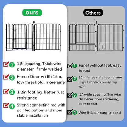 ADAVIN Tall Garden Fence with Low Threshold Door,54 in(H) 4 Panels Total 8.8 Ft(L) Fencing for Dogs, Garden Fence Animal Barrier, Black Iron Metal Heavy Duty Dog Fence Outdoor for Yard - size: 4panels-54in(H)x8.8ft(L)