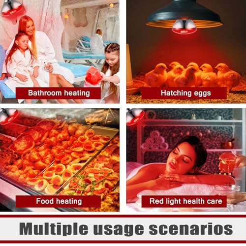VIHOSE 8 Pack Infrared Heat Lamp for Chickens 250watt 120v Thickened Red Heat Lamp Bulbs for Food Service, Reptile, Pet, Bathroom, Light Therapy Use E26 Base - style: 250 Watt