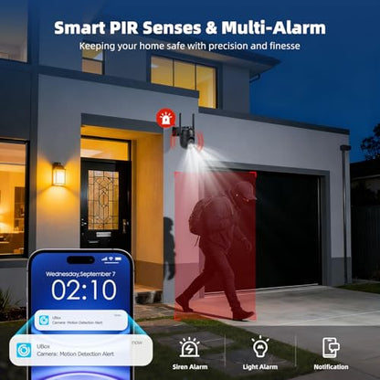 4G LTE Cellular Security Cameras Solar Powered No WiFi Security Camera Outdoor Wireless Built-in SIM Card 2K Color Night Vision 360° View Motion Detection 2-Way Audio 1 Pack - color: Black 1 pack