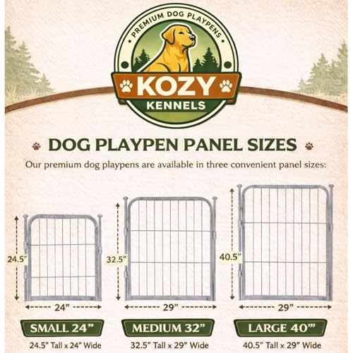 Dog Playpen w/Square Top Shade Cover - 24 inch, 8 Panel Portable Grey Metal Pet Play Pen for Small Dogs & Puppies - Indoor/Outdoor Kennel Cage for Home, Yard, RV, or Camping - size: 24 Inch