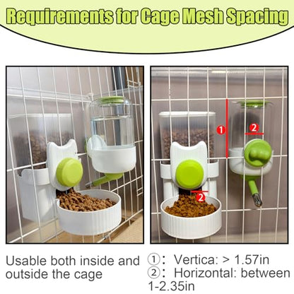 Rabbit Gravity Feeder Waterer Set Automatic Guinea Pig Food Water Dispenser Food Water Bowl Feeding Station for Puppy Kitten Guinea Pigs Chinchilla Hedgehog Small Animals (Green) - color: Green