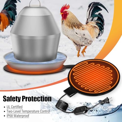 Heated Chicken Waterer Base, 6" Energy Saving Poultry Water Heater for Winter - Prevents Freezing for 1 to 5 Gallon Buckets, for Ducks, Geese, Turkeys, Chickens,1 PC
