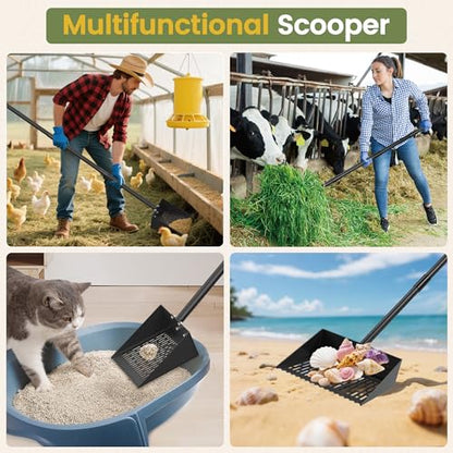 Alloy Steel Chicken Poop Scooper for Sand - 15.7” Extra Large Chicken Coop Scoop - Simplified Cleaning 40-67” Poop Scoop with Adjustable Handle - size: 15.7" Wide