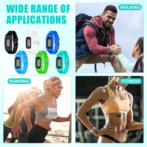 Geyoga Pedometer for Walking Steps and Miles Pedometer Watch Silicone Steps Tracker Running Bracelet Ankle Step Counter for Calorie Burning and Step Counting - color: Cool Neutral Multi