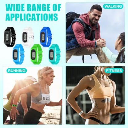Geyoga Pedometer for Walking Steps and Miles Pedometer Watch Silicone Steps Tracker Running Bracelet Ankle Step Counter for Calorie Burning and Step Counting - color: Cool Neutral Multi