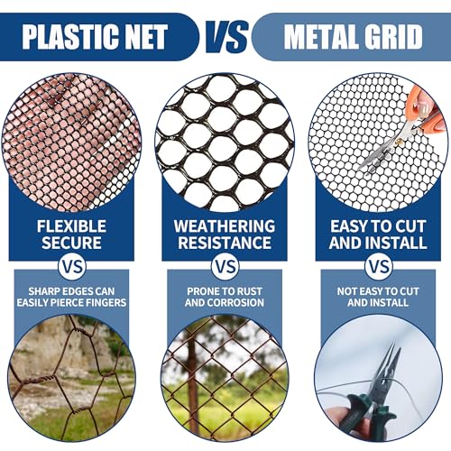 Heavy-Duty Black Plastic Chicken Wire Mesh, 16in x 16.4ft Plastic Mesh Roll with 30 Zip Ties for Poultry Coop, Rabbit Run, Plant Support, Garden Fencing and Balcony Barrier - color: 16ft Black