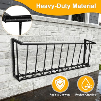 40'' Metal Wall Mount Hay Feeder, 25 Gallon Livestock Feeder for Goats Horses Cattle, Indoor Outdoor Hay Rack Blanket Holder - size: 40 Inch