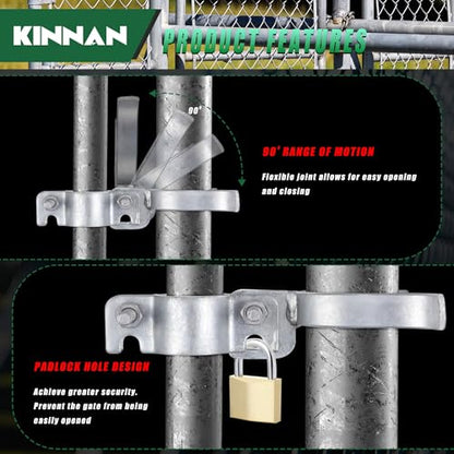 1-3/8" x 2-3/8" Chain Link Fence Fork Latch, KINNAN Gate Fork Latch with Padlock Hole, Galvanized Fence Latch Lock to Gate Post,Bolts & Nuts Included - size: 1-3/8" X 2-3/8"