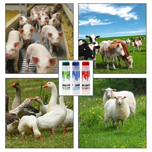 3PCS Safe Rotating Livestock Marker Crayon, Portable Cattle Sorting Stick, Farm Animal Marking Accessories for Pigs, Sheep, and Cows