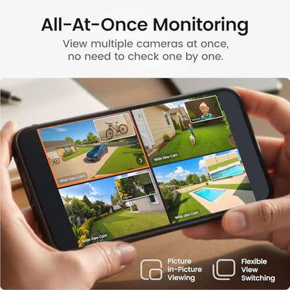 aosu T2 Pro Solar Security Cameras Wireless Outdoor, 4 Cam Kit, 3K Dual Cam No Blind Spot Security Camera for Home, 170° Wide + 360° PTZ, AI Tracking, 8X Zoom, Expandable 1TB Local Storage - style: 4-Cam-Kit