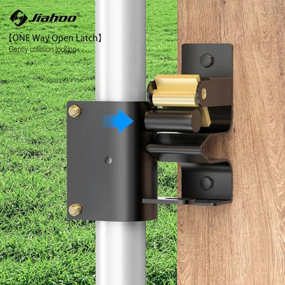 JIAHOO One Way Farm Gate Latch, Heavy Duty Gate Latches for Metal Tube Gates, Lockable Livestock Gate Hardware for Cattle Gate Horse Corrals, Ranches, Pastures, Pet Cages, with Brass Padlock & 3 Keys - style: One Way Latch & Padlock