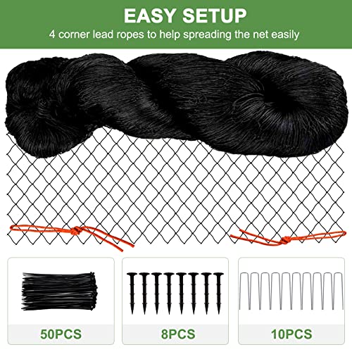 Bird Netting - 25'x25' Heavy Duty Nylon Net with 2' Mesh for Garden Protection, Chicken Coop, Fruit Tree, Orchard - size: 2", 25' x 25'