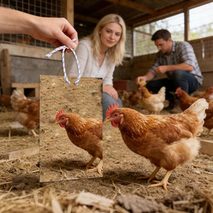 Large Chicken Mirror Toys Acrylic Hanging Swing Mirror for Hens Birds Parrots（7.8inch*11.8inch）