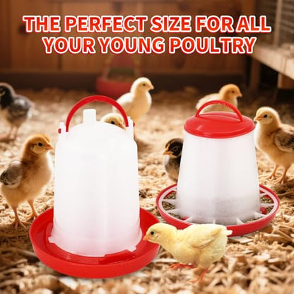 Hanging 1.5kg Chicken Feeder and 1.5L Chicken Waterer Set Kit,No Waste Plastic Automatic Chicken Feeder Waterer for Small Poultry Chicks,Quails and Birds, Outdoor Farm Equipment