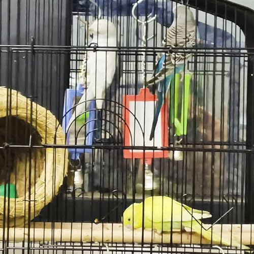 1Pc Random Color Pet Bird Mirror with Bell Interactive Parrot Toys for Budgies Parakeets Conures