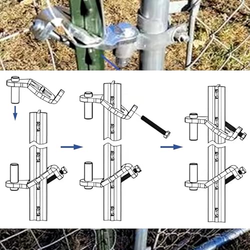 QMARK Fence Gate Hinge Pins, 5/8 Inch, 2 Pack, Galvanized Steel Fence Gate Hangers for Farm and Garden (T-Post Hinge)