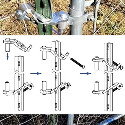 QMARK Fence Gate Hinge Pins, 5/8 Inch, 2 Pack, Galvanized Steel Fence Gate Hangers for Farm and Garden (T-Post Hinge)