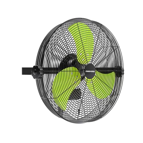 18 Inch Wall Fan Pro Series - 4900 CFM 3 Speed High Velocity Industrial Wall Mount Fans for Commercial, Residential, Warehouse, Covered Patio, Shop, Garage, Barn, Gazebo UL Safety Listed - color: Green, size: 18 Inch