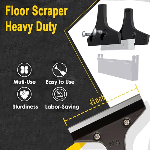 Floor Scraper Long Handle Heavy Duty, 31-61“ Long Handle Blade Scraper Tool with 10PCS Extra Blades 4 Inch stainless steel efficiently and quickly kitchen stickers windows cleaning. (50inch) - size: 50inch