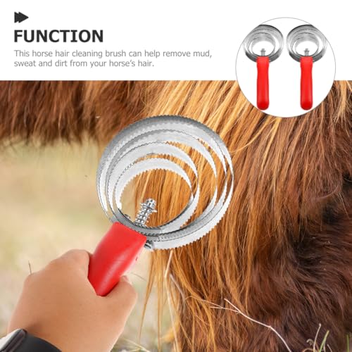 VANZACK 2Pcs Horse Hair Brush Durable Cattle Grooming Brush for Efficient Hair Removal Lightweight Comfortable Handle for Horse and Livestock Care