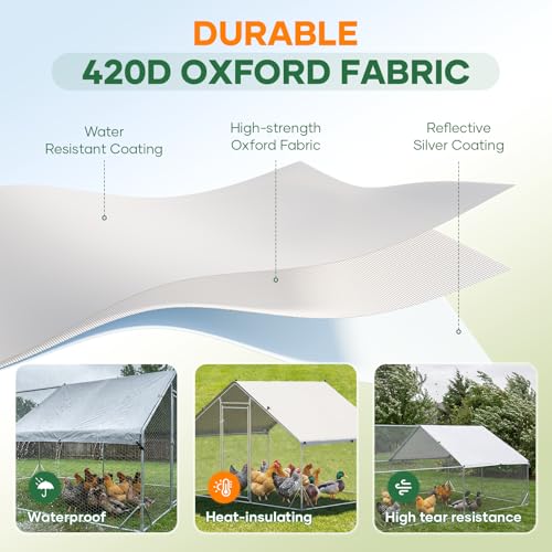 Metal Chicken Coop with Runs for Yard with Cover Waterproof Quail Coop Walk in Duck Coop, Chicken Pen House Cage gallinero para gallinas with Security Lock for Outdoor Farm Rabbit Run 10x20FT - size: 236.0"L x 118.0"W x 77.0"H