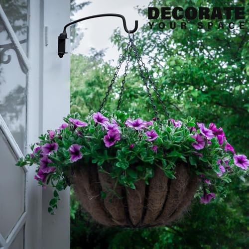 16 Pack Plant Hanger Bracket Wall Mounted Hooks for Hanging Bird Feeder, Flower Bracket, Anti Rust Metal Lanterns 12 Inches (12 in 16P) - color: Black, size: 12in 16Pack