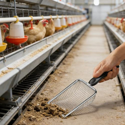 of 2 Stainless Steel Poultry Manures Scoops Ergonomic Handle for Quick Coops Maintenance Livestock Shovel
