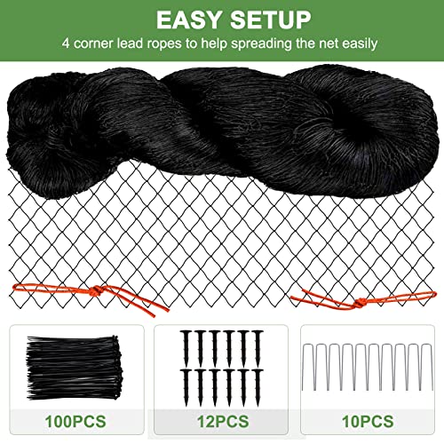 Bird Netting - 25'x100' Heavy Duty Nylon Net with 2' Mesh for Garden Protection, Chicken Coop, Fruit Tree, Orchard - size: 2", 25' x 100'