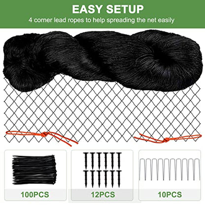 Bird Netting - 50'x50' Heavy Duty Nylon Net with 2' Mesh for Garden Protection, Chicken Coop, Fruit Tree, Orchard Against Squirrels, Deer - size: 2", 50' x 50'