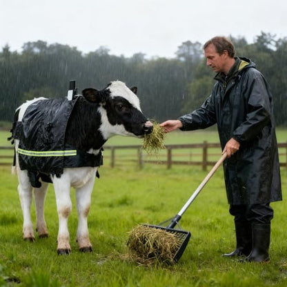 Calf Winter Jacket, with Warming Insulated Design, Black, Wearable Cattle Coat Blanket, Livestock Winter Warming Coat, Adjustable Straps, for Calves, Goats, Sheep, Horses and Cows