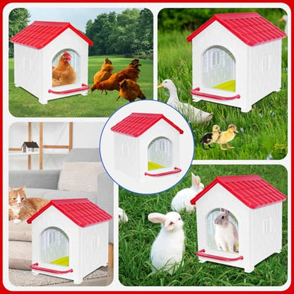 Chicken Nesting Box, Waterproof Plastic Chicken Coop with Washable Nesting Pad, Nesting Box for Hens/Ducks/Rabbits and Poultry - color: Red