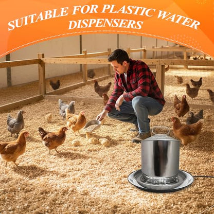 2 PCS Chicken Water Heater for Winter 110V 38W Poultry Drinker Heater Base Surface Temperature can Reach About 140 Fahrenheit Degree Chicken Waterer Electric Deicer Heated Base(Black) - color: Black