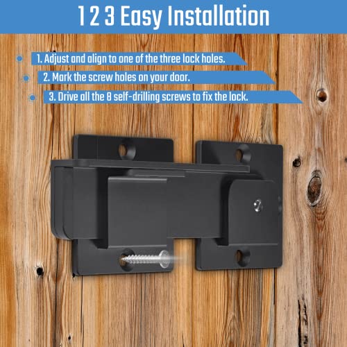7.5" Flip Gate Latch Lock with Padlock Holes 1Pack, 4mm Heavy Duty Aluminum Alloy Door Latch for Outdoor Wooden Fence, Swing and Sliding Open Gate, Double Gate, Barn Door, Shed, Vinyl Fence