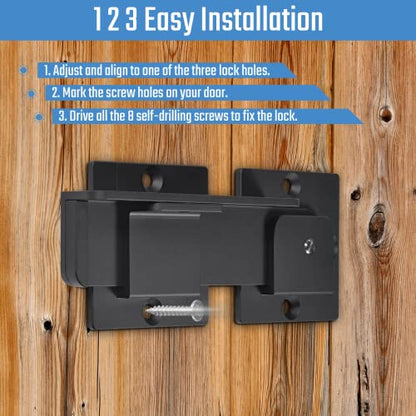 7.5" Flip Gate Latch Lock with Padlock Holes 1Pack, 4mm Heavy Duty Aluminum Alloy Door Latch for Outdoor Wooden Fence, Swing and Sliding Open Gate, Double Gate, Barn Door, Shed, Vinyl Fence